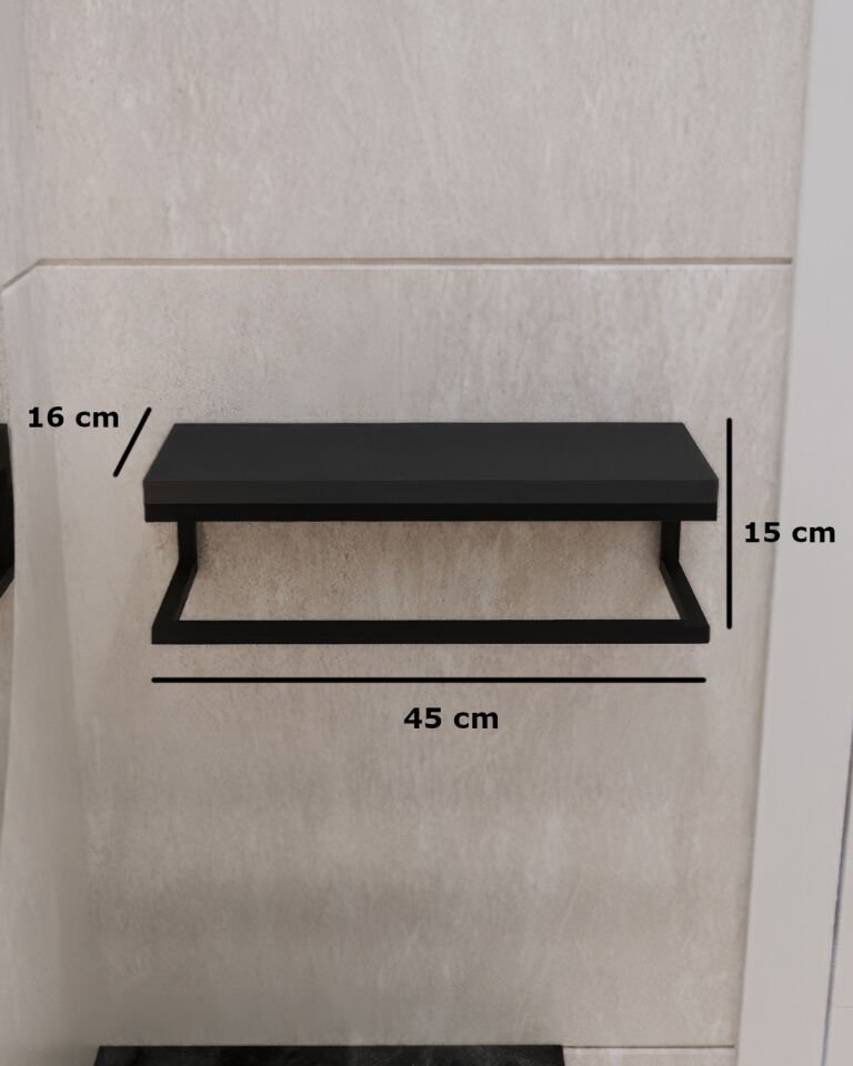Havluluk Duvara Monte Metal Raf Siyah - Antrasit
