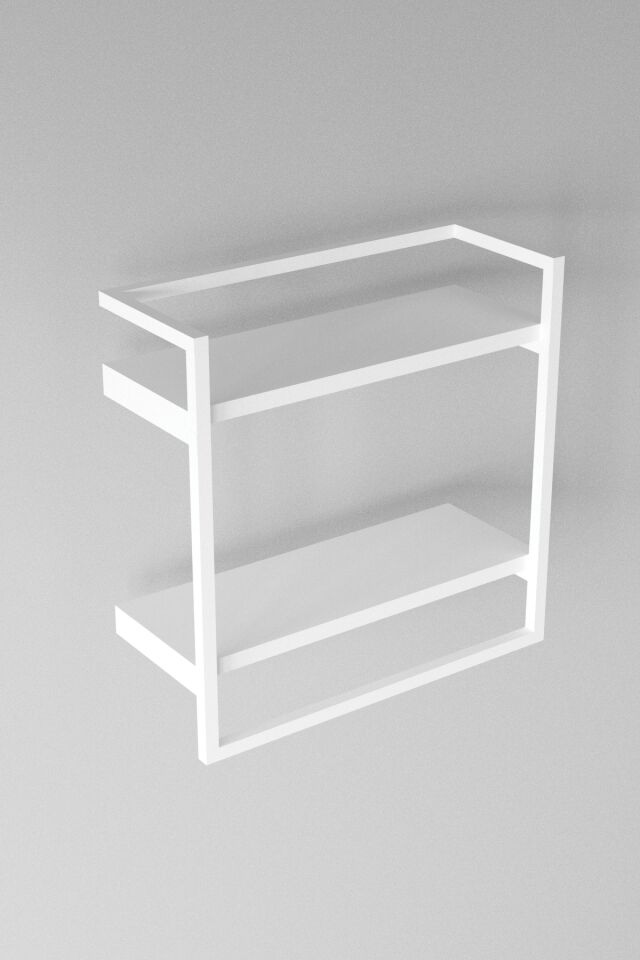 Havluluk Çift Katlı Raflı Modern Metal Çerçeveli Beyaz - Beyaz