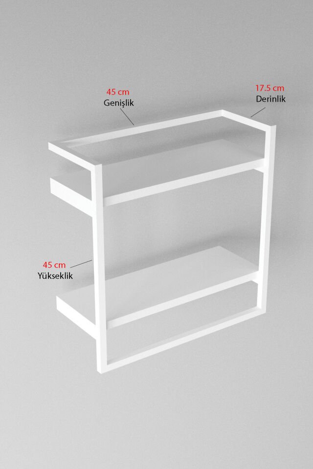 Havluluk Çift Katlı Raflı Modern Metal Çerçeveli Beyaz - Beyaz