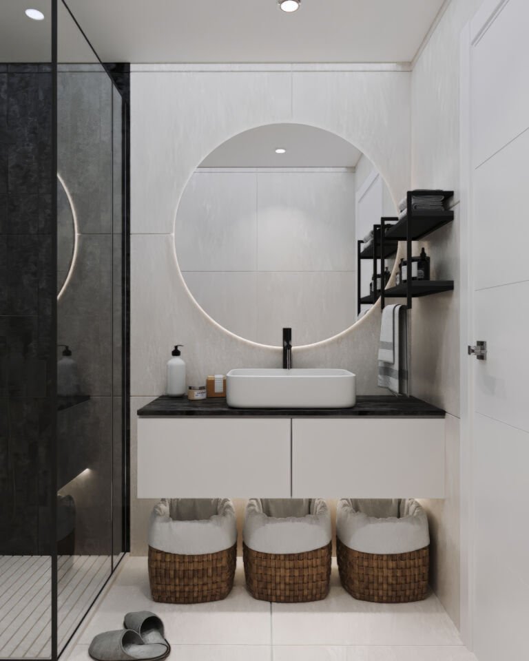 Havluluk Çift Katlı Raflı Modern Metal Çerçeveli Siyah - Antrasit