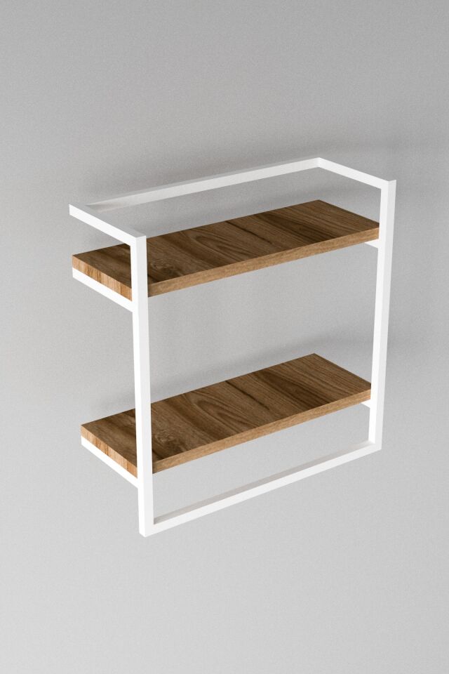 Havluluk Çift Katlı Raflı Modern Metal Çerçeveli Beyaz - Ud