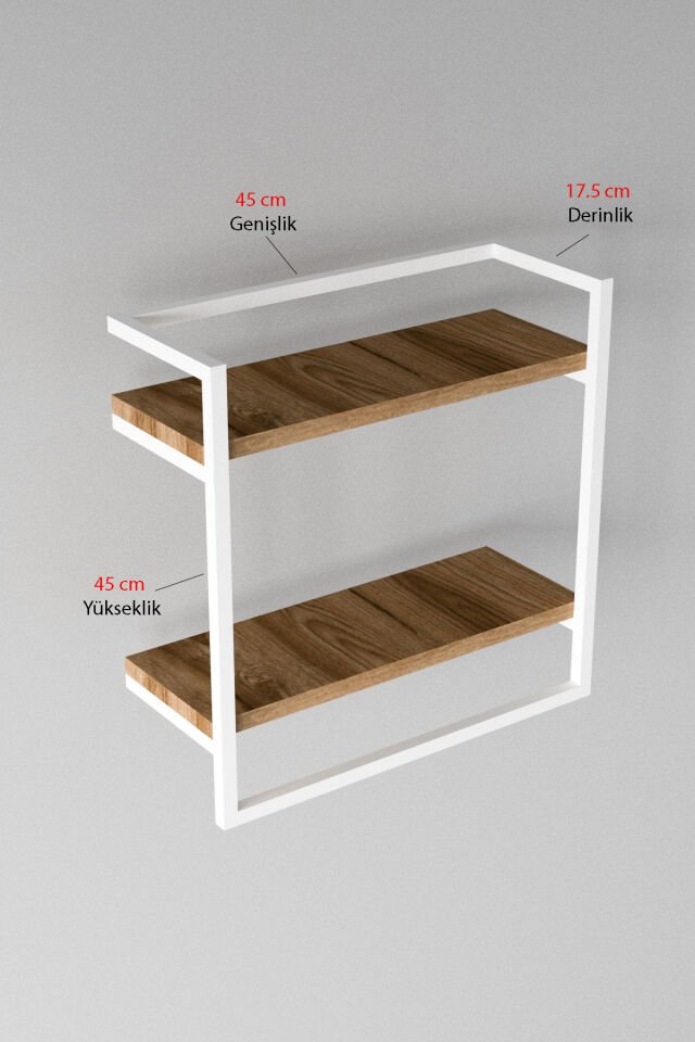 Havluluk Çift Katlı Raflı Modern Metal Çerçeveli Beyaz - Ud