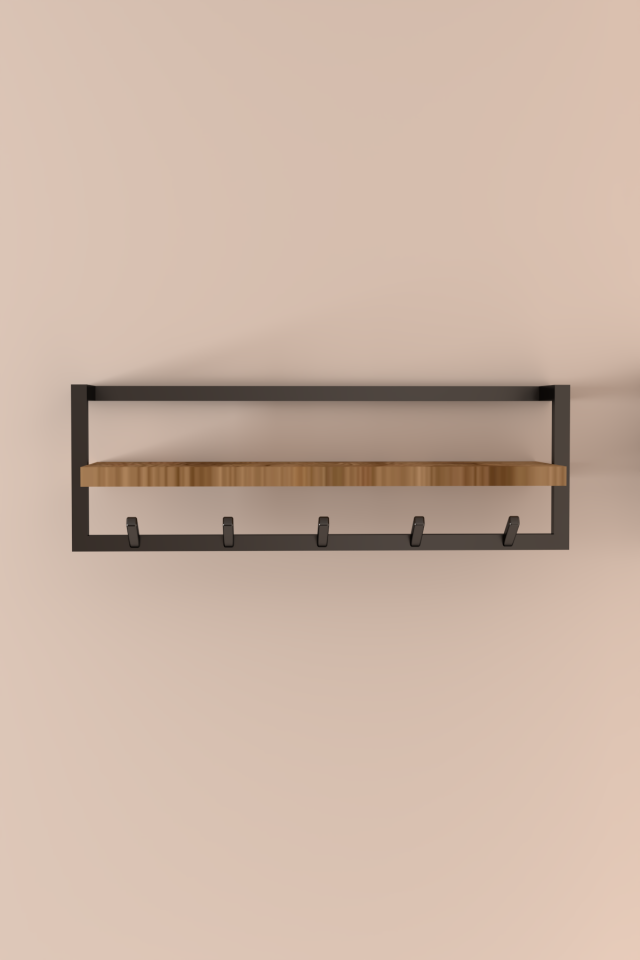 Portmanto Duvar Askılığı Modern Raflı Metal Askılık Siyah - Ud