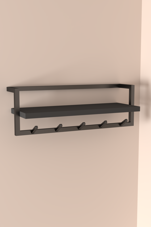 Portmanto Duvar Askılığı Modern Raflı Metal Askılık Siyah - Antrasit