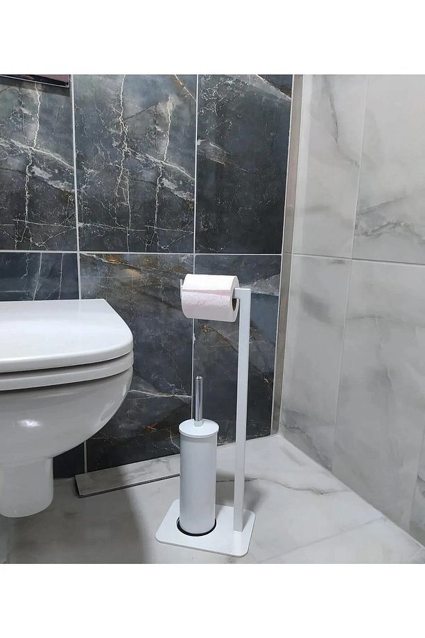 Tuvalet Kağıtlığı Fırçalı Özel Tasarım Devrilmez Beyaz