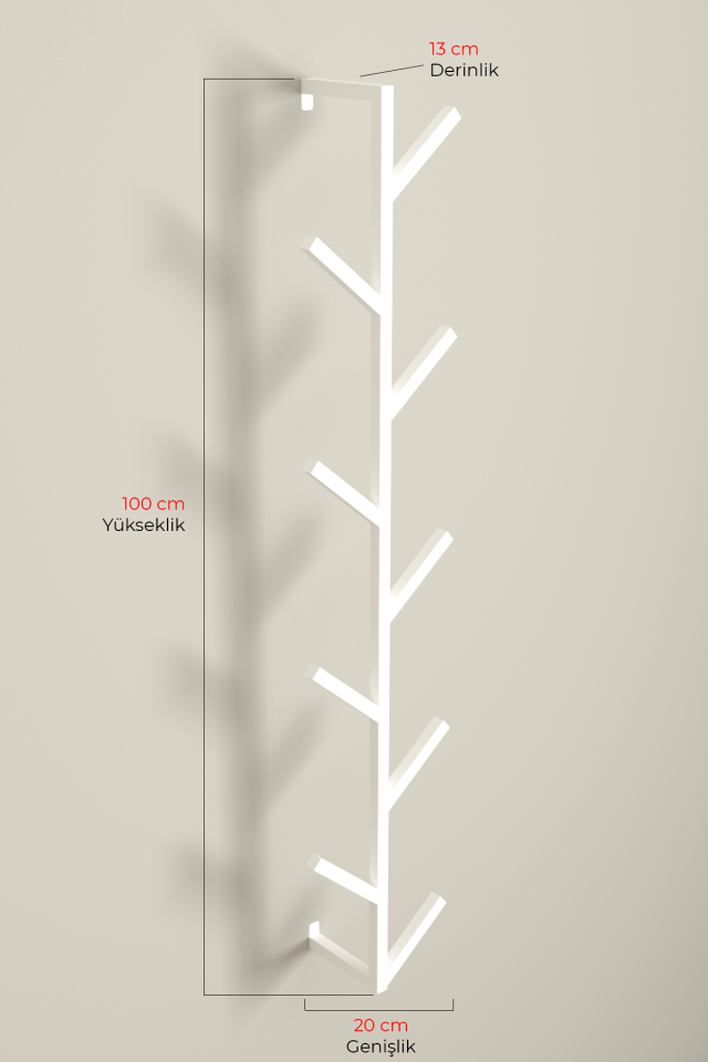 9 Kollu Antre Hol Metal Askılık - Çanta Şal Mont Havlu Bornoz Çok Amaçlı Fidan Askılığı Beyaz