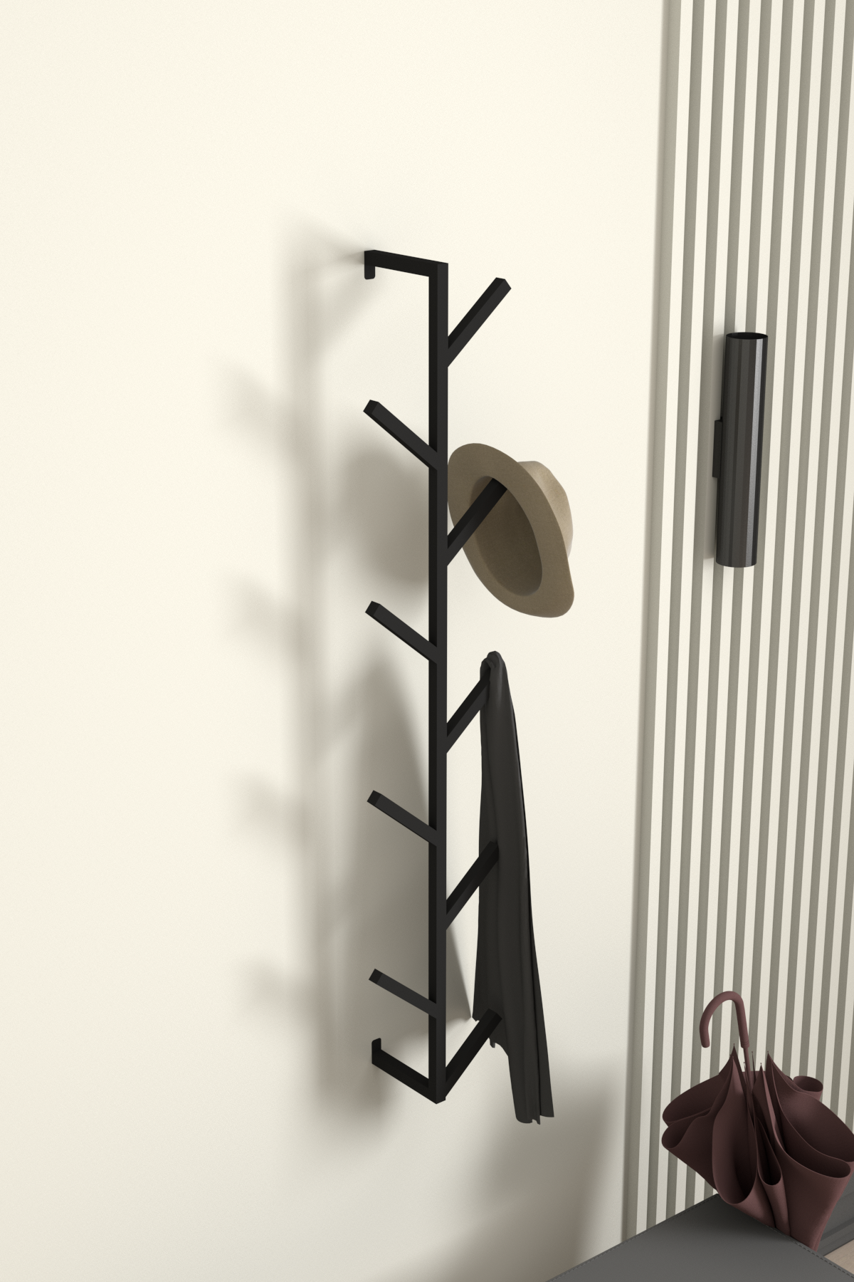 9 Kollu Antre Hol Metal Askılık - Çanta Şal Mont Havlu Bornoz Çok Amaçlı Fidan Askılığı Siyah