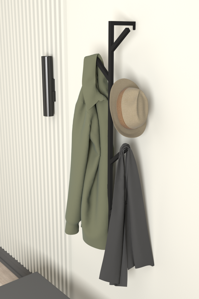 9 Kollu Antre Hol Metal Askılık - Çanta Şal Mont Havlu Bornoz Çok Amaçlı Fidan Askılığı Siyah